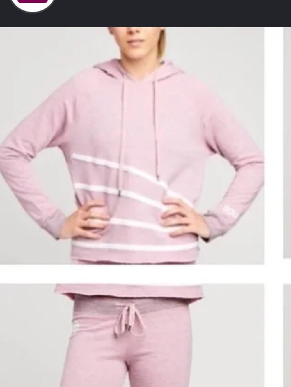 SOUL CYCLE Chenille Stripe Detail Pink Cropped Hoodie - Women's Size Small